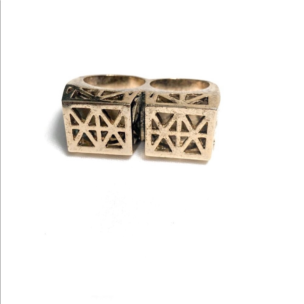 LOW LUV x Erin Wasson bronze brass double finger cube ring 5/6